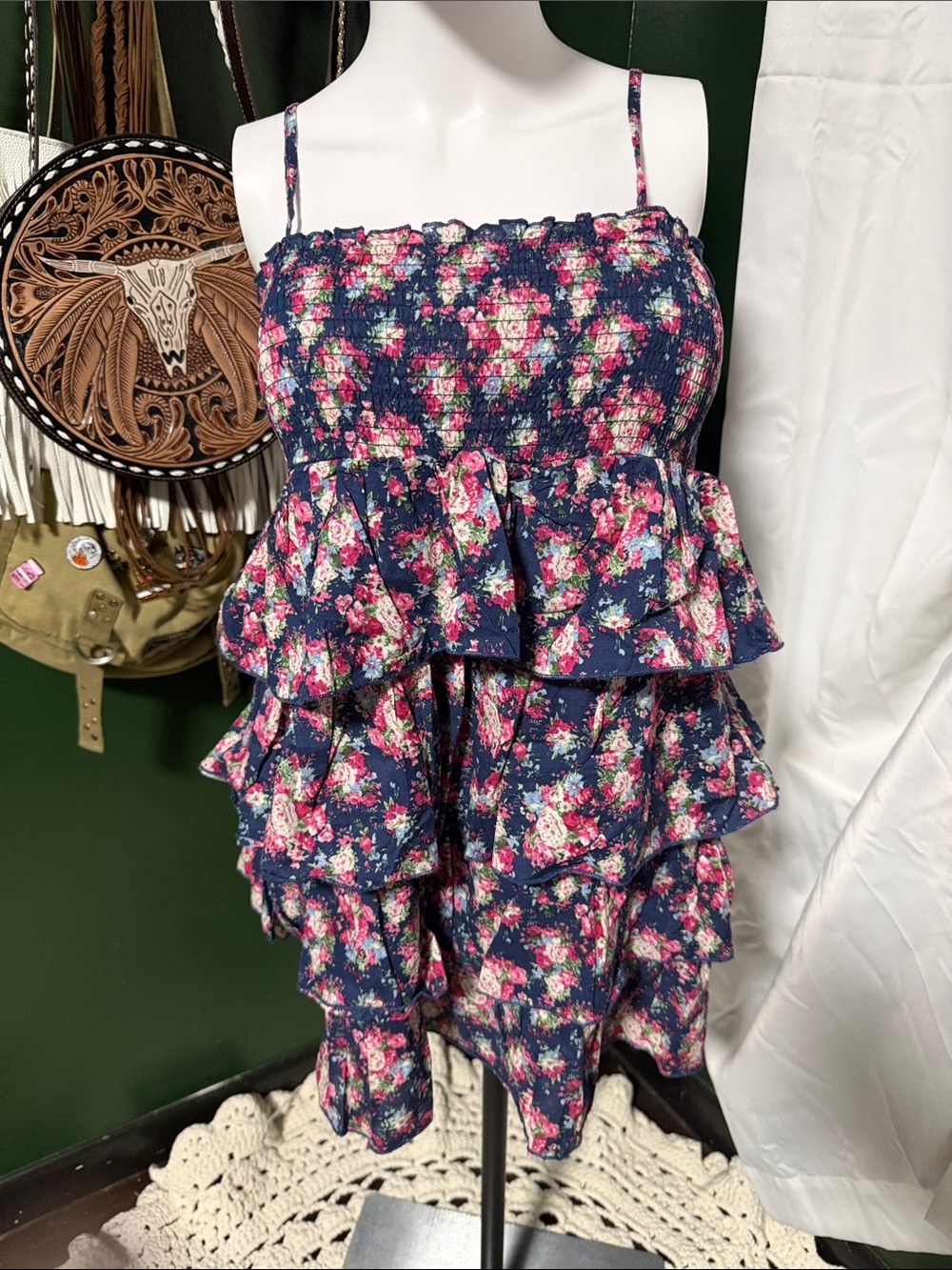 Poetry Navy Floral Ruffle Tier Dress